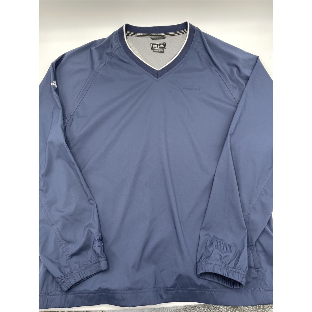 Adidas Pullover Windbreaker Jacket Men's Large‎ Dark Blue IBM Intel Logo #C125 - Picture 2 of 10